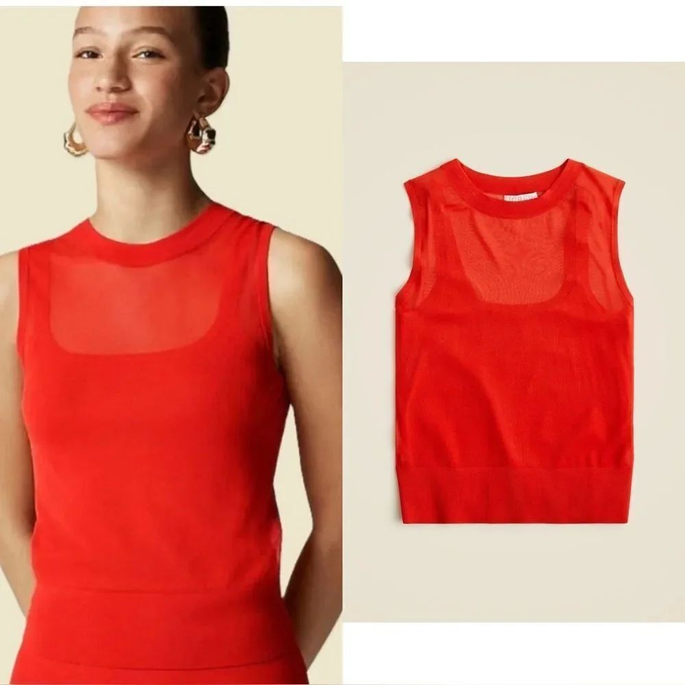 NWT J CREW Gauzy sweater shell in red